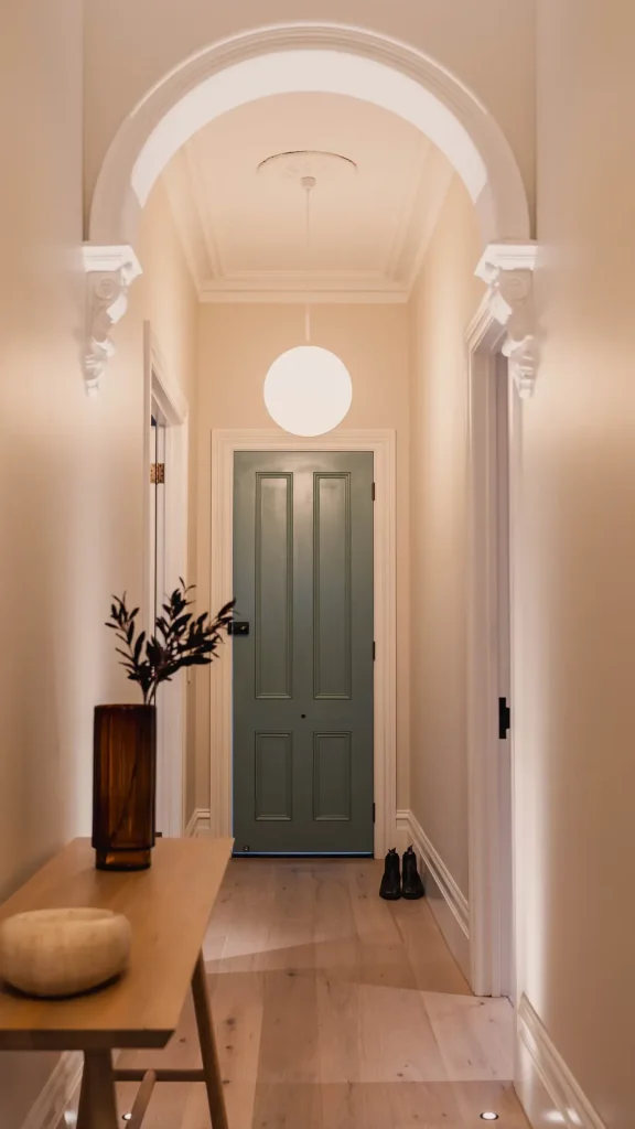 alma elegant hallway arched entry door