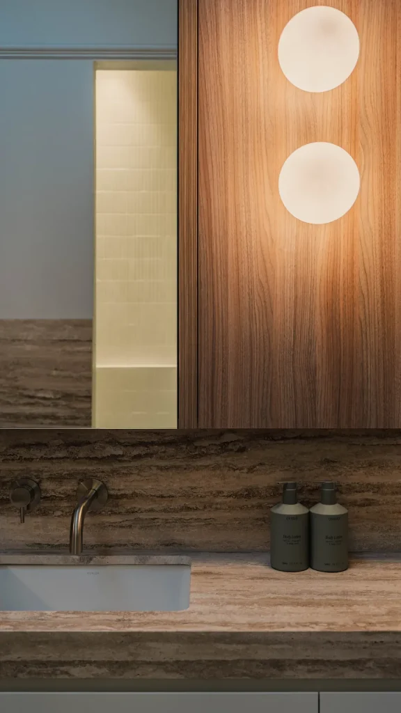 alma luxury bathroom vanity with wooden mirror