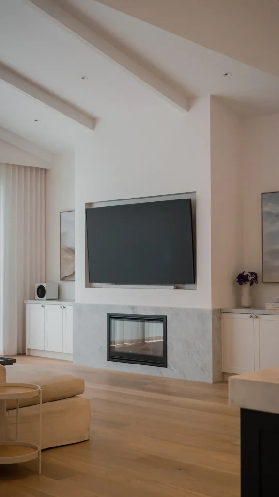 greenwich luxury living room fireplace feature wall