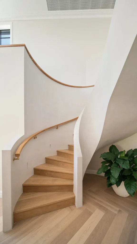hamlyn custom curved timber staircase design