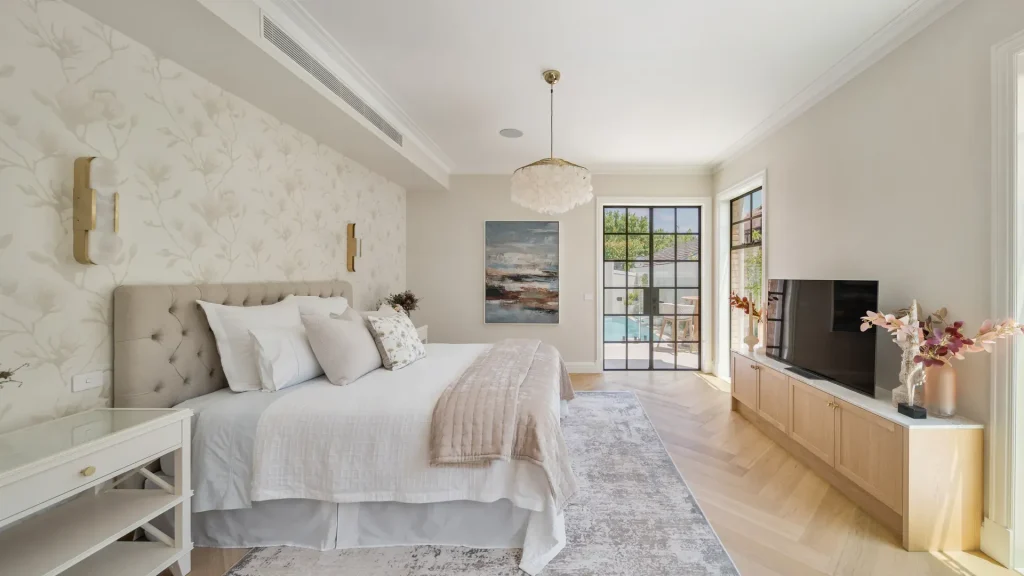 hamlyn luxury custom bedroom with pool view