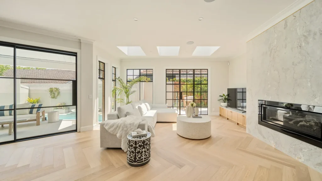 hamlyn luxury modern living room with skylight