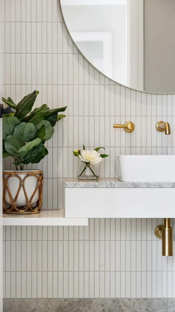 montauk luxury bathroom vanity with gold fixtures