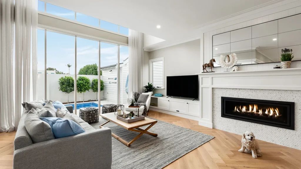 montauk luxury living room fireplace custom build