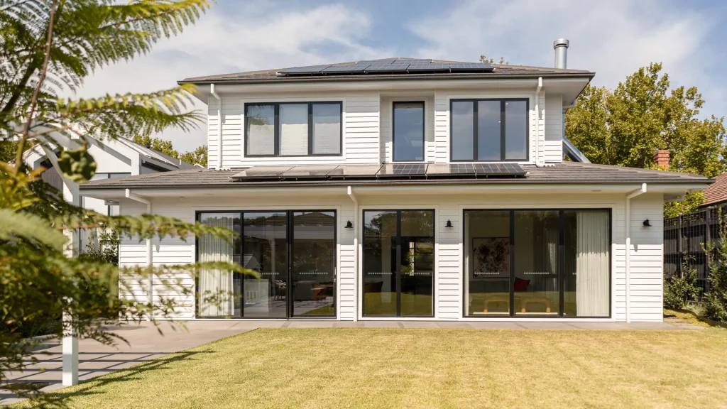 white gable modern luxury house solar panels melbourne